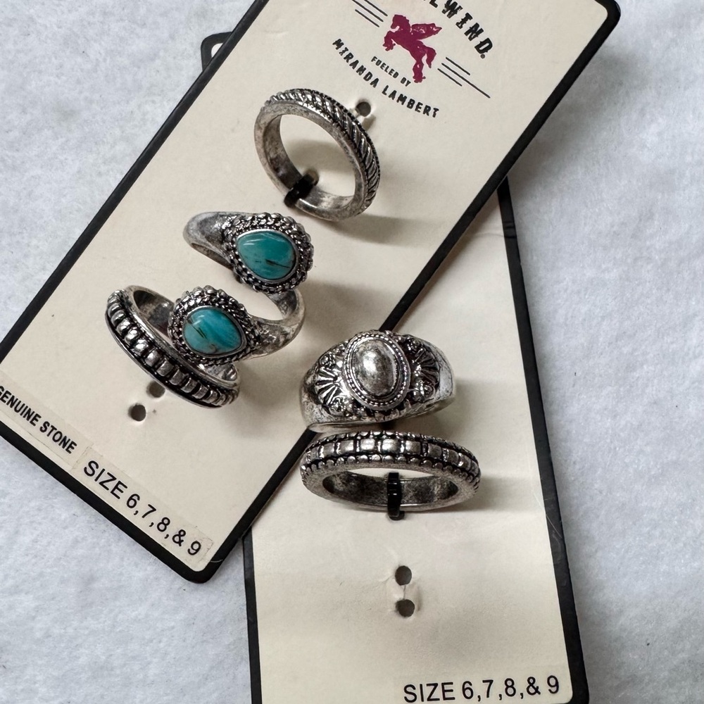 IDYLLWIND-5pcs. Silver w Turquoise Rings - Picture 5 of 5